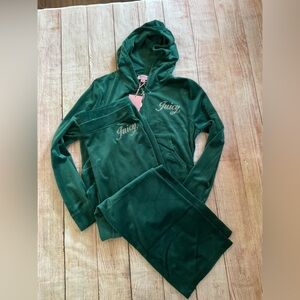 NEW women’s juicy couture two-piece velour tracksuit Evergreen emerald green XL